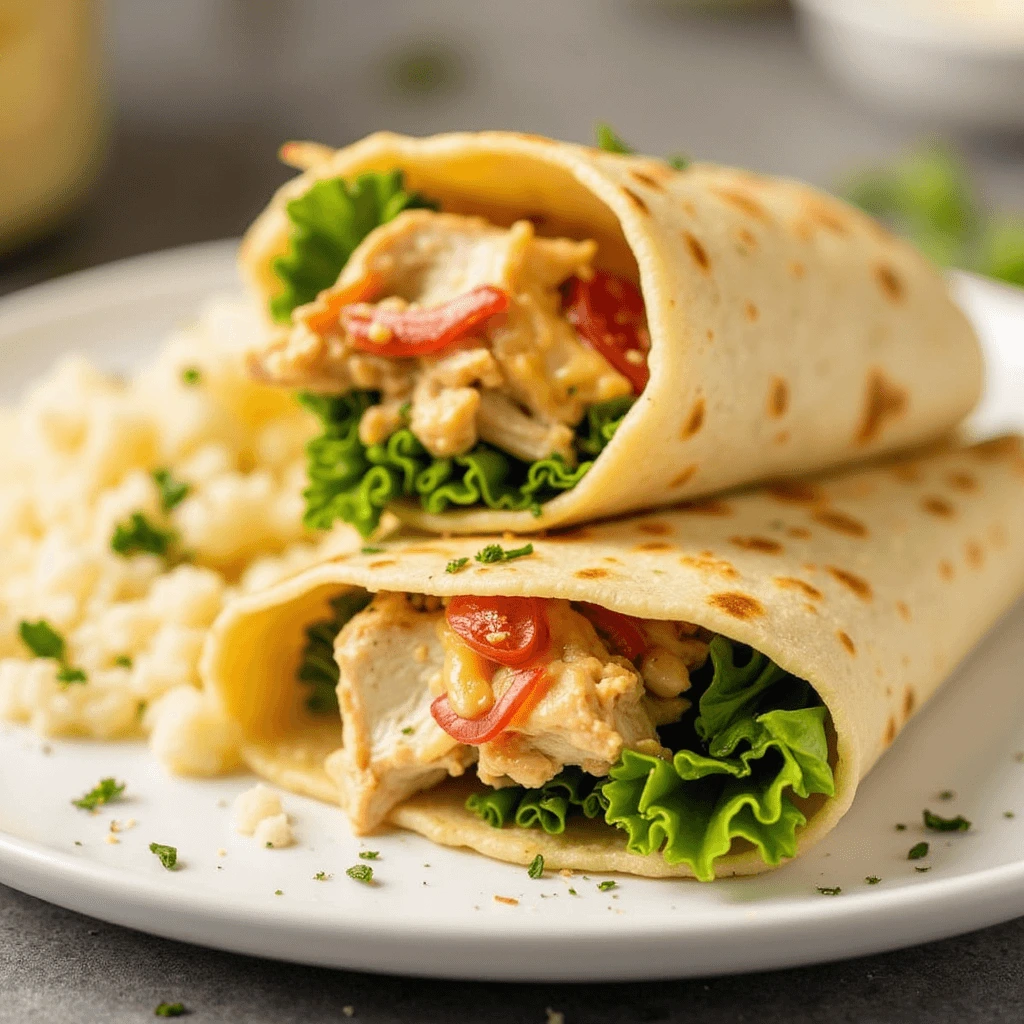 Cheesy Garlic Chicken Wraps Recipe